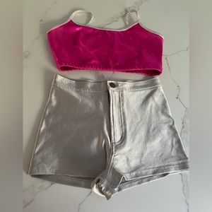 American Apparel Silver Disco Shorts - S